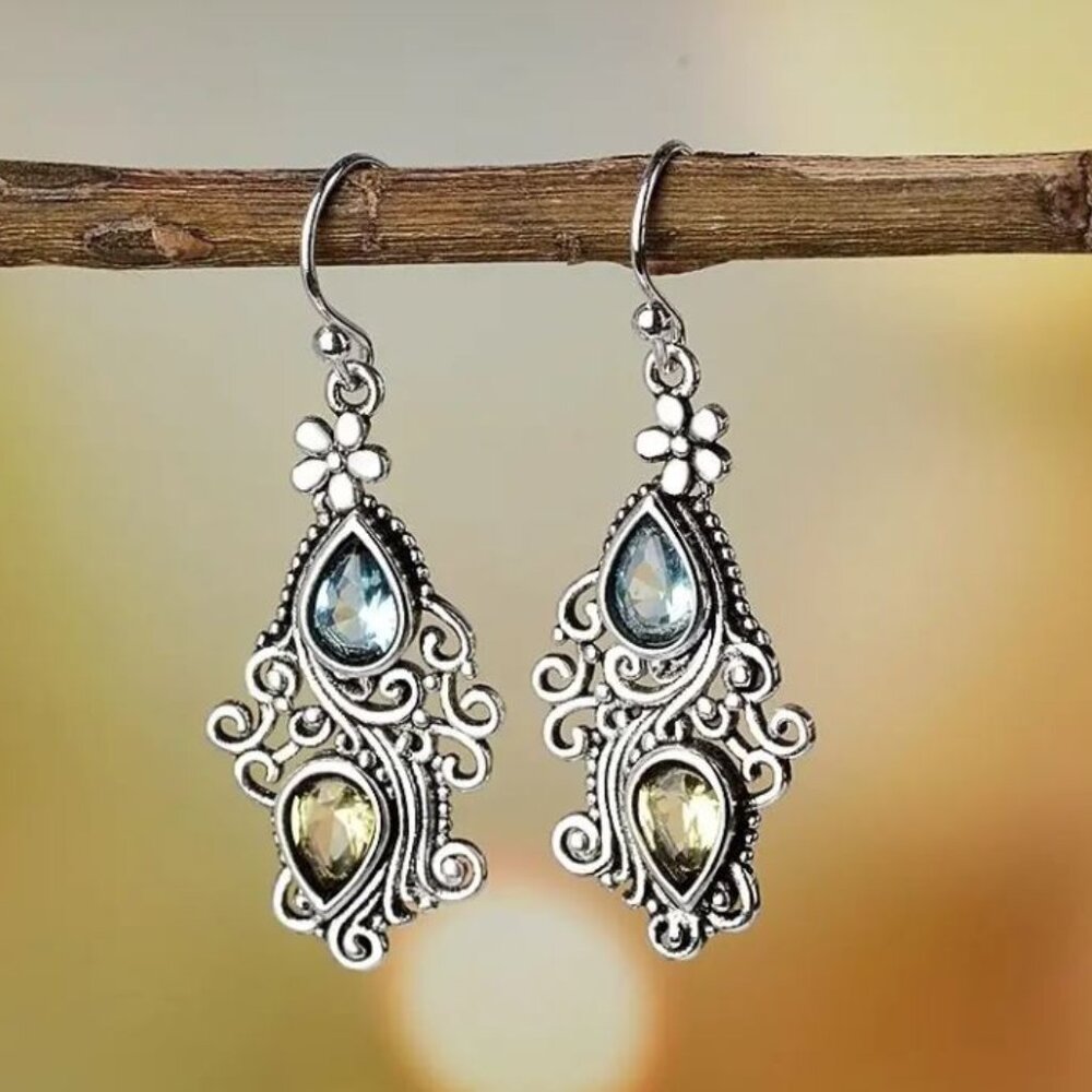 Bohemian Teardrop Crystal Earrings